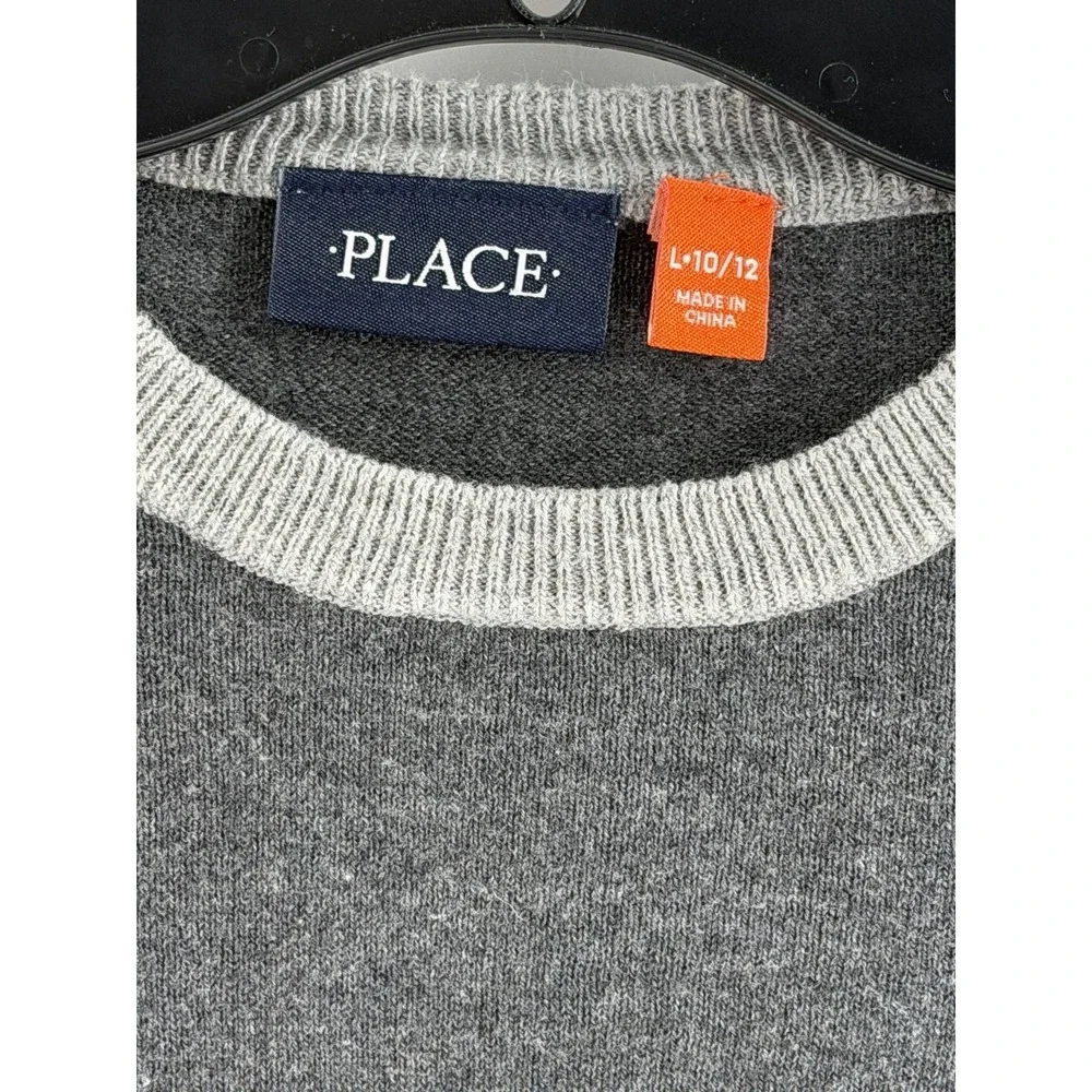 The Children's Place Yeti Pullover Sweater Kids Size Large 10/12 Gray Red